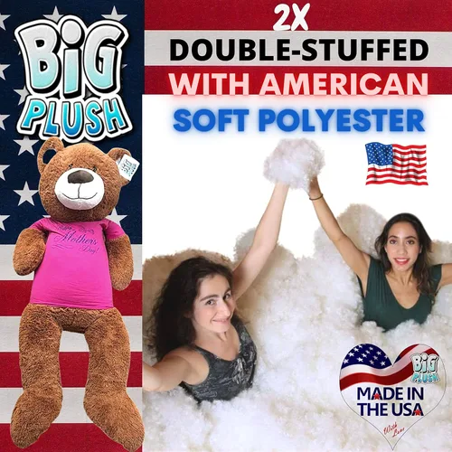 Miniatura 2 de Big Plush Oso de peluche para mamá, suave oso de peluche gigante de 5 pies, lleva camiseta extraíble, feliz día de la madre, color marrón miel