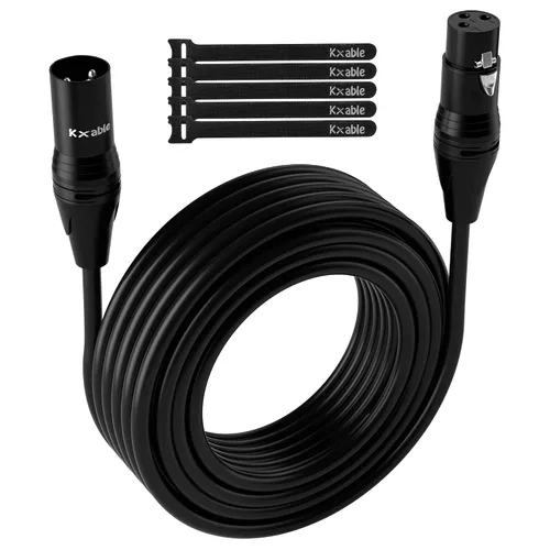 Miniatura 12 de XLR Cable de micrófono de 2 pies (paquete de 2, multicolor), cable de conexión de micrófono equilibrado de 3 pines macho a hembra, trenzado