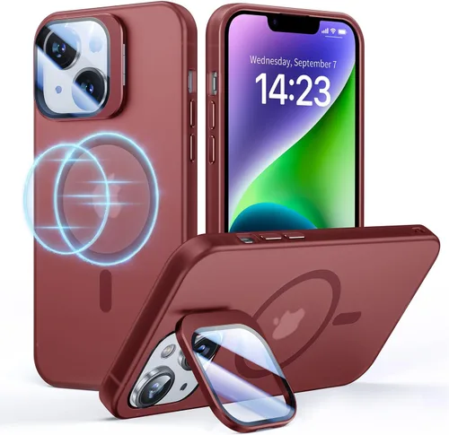 Miniatura 19 de Funda para iPhone 14 Pro, protección contra caídas de grado militar, compatible con MagSafe, soporte integrado y protector de lente de cámara, funda
