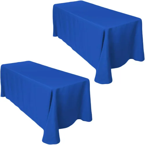 Miniatura 197 de LTC LINENS - Paquete de 2 manteles rectangulares de poliéster, de 60 x 102 pulgadas y 6 pies, color azul bebé, con caída parcial, resistentes a