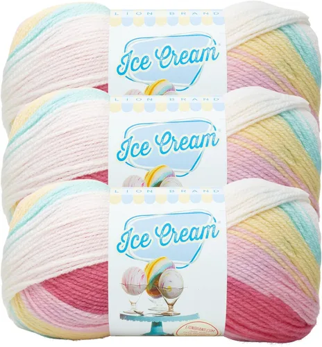 Miniatura 37 de Lion Brand Yarn, Hilo para Bebé Ice Cream para tejer, ganchillo y manualidades, Baseball Nut, 1 paquete, fibra acrílica colorida de peso DK