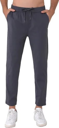 Pantalones de viaje elásticos para hombre, entrepierna de 27 pulgadas, de secado rápido, ligeros, pantalones deportivos casuales con bolsillos