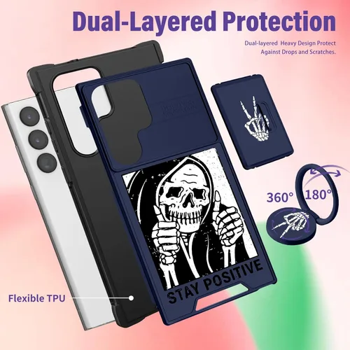 Miniatura 5 de Funermei para Samsung Galaxy S22 Ultra Funda - Funda de Teléfono con Calavera Bonita Esqueleto para Mujeres Niños Niñas Diseño Divertido Gótico Como