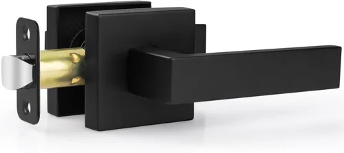 Miniatura 13 de Estmoon Paquete de 2 palancas de puerta de paso, pomos de puerta negros mate, manijas de puerta cuadradas para interiores, palancas resistentes sin