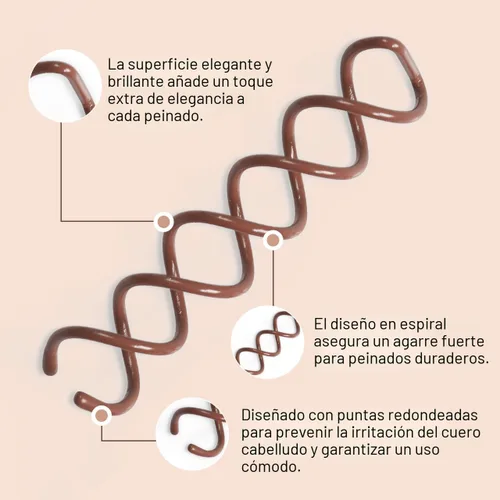 Miniatura 2 de Kitsch Horquillas en espiral para niñas y mujeres, para hacer moños, puntas redondeadas, resistentes a las astillas, horquillas para el cabello