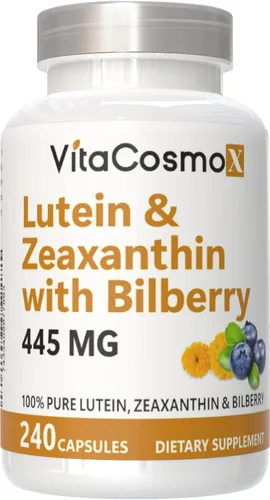 Luteína con zeaxantina, cápsulas veganas, 240 unidades, 40 mg de luteína + 4 mg de zeaxantina por porción, sin OMG, sin gluten