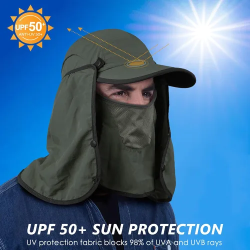 Miniatura 3 de GADIEMKENSD Sombrero de pesca plegable UPF 50+ 360 para exteriores
