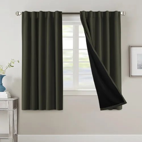 Miniatura 139 de H.VERSAILTEX Cortinas 100% opacas para dormitorio con forro negro, cortinas de oscurecimiento de habitación completa, con aislamiento térmico