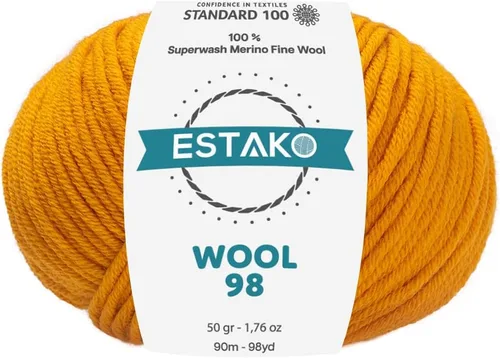 Miniatura 9 de Estako Lana 98 100% Lana Merina Superwash Lana Media Lana Lana Suave Tejido y Crochet Hilo 1.76 oz (50gr) 98 yds (295.3 ft) (6147 - Off White)