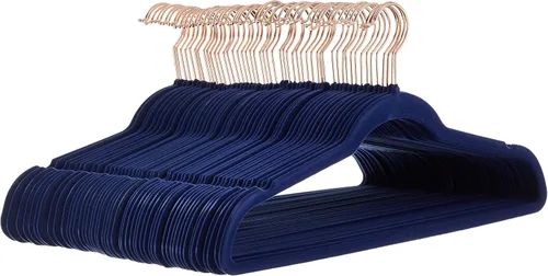 Miniatura 25 de Amazon Basics - Juego de 100 perchas para ropa, delgadas, antideslizantes y de terciopelo, color negro