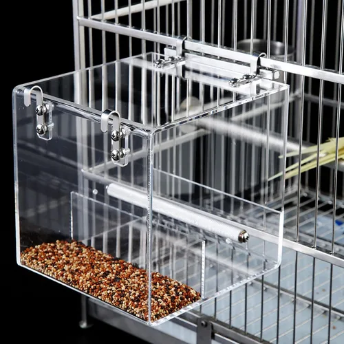 Miniatura 3 de Comedero para pájaros sin desorden para jaula – Comedero automático para pájaros, contenedor de comida transparente, acrílico sin derrames, jaula