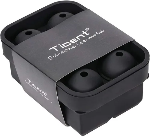 Miniatura 6 de Ticent Bandejas de cubitos de hielo (juego de 2), molde de silicona para bolas de hielo con forma de esfera para whisky con tapas y moldes cuadrados