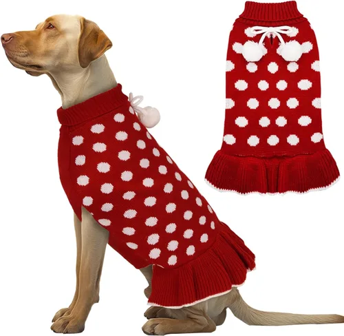 Miniatura 8 de KYEESE Suéter para Perros para Perros Pequeños, abrigos cálidos para mascotas, ropa para perros de otoño e invierno, vestido con agujero para la 06#