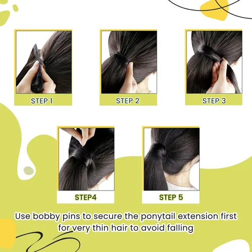 Miniatura 3 de RUNATURE - Extensión de cola de caballo de cabello humano con pinzas y cinta mágica, extensión de cabello corto, lacio y grueso, color rubio oscuro