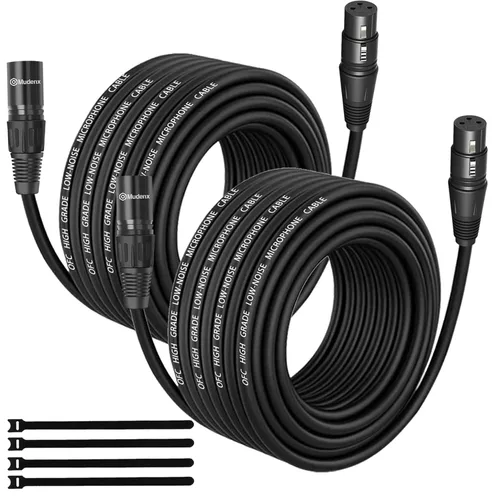 Miniatura 12 de XLR - Paquete de 2 cables de micrófono macho a hembra de 6 pies, cable de audio equilibrado para micrófono, mezclador, altavoces PA, estudio