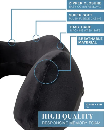 Miniatura 4 de Almohada de viaje para el cuello Brookstone - Almohada de espuma viscoelástica rellenable contorneada y ligera para el cuello, para dormir