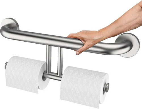Miniatura 11 de Toallero de níquel cepillado con barra de agarre, mango de soporte equilibrado de seguridad de acero inoxidable de 17 pulgadas, toallero