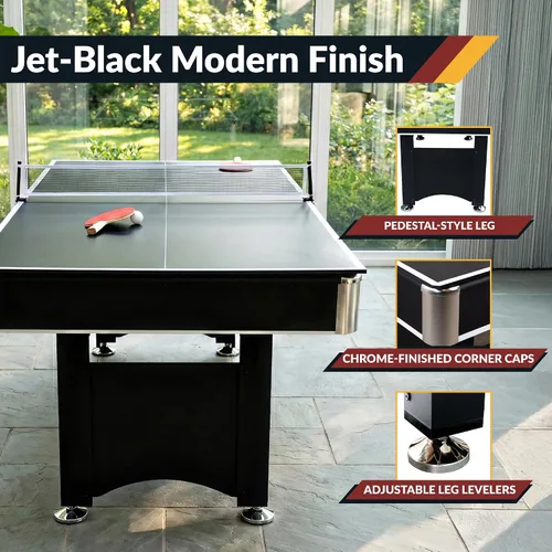 Miniatura 7 de Hathaway Spartan - Mesa de billar de 6 pies, con mesa combo de ping pong y juegos múltiples para salas de juegos de recreación familiar - Incluye