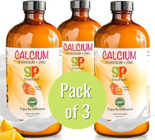 Miniatura 11 de GreenPeach Calcio líquido para niños – Suplemento de magnesio, D3 y zinc – Citrato de calcio y vitamina D3 jarabe calmante para niños – Sin azúcar