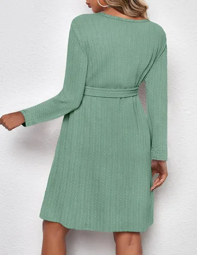 Miniatura 6 de Ekouaer Vestido de maternidad para mujer, manga larga, punto acanalado, vestido de embarazo, vestido casual de cuello redondo