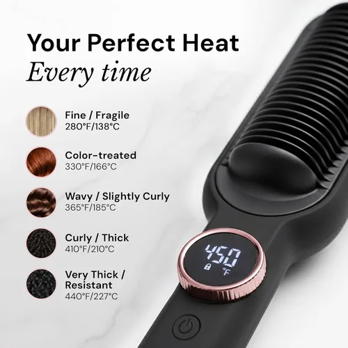 Miniatura 3 de L'ANGE HAIR Smooth-It Alisador de Peine Caliente 2 en 1 Peine Alisador Digital con Control Térmico Ajustable Tecnología Iónica para Peinar sin