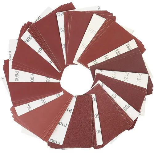 LotFancy Papel de lija de 1/4 de hoja para lijadora de palma, 50 piezas de hojas de lijado de grano 60 80 120 180 240 320 400 600 800 1000, surtido