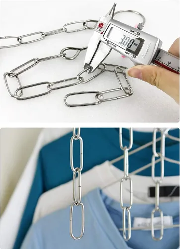 Miniatura 6 de Cadenas mágicas de acero inoxidable que ahorran espacio para armario, organizador de perchas en cascada, ganan un 80% más de espacio, juego de 6