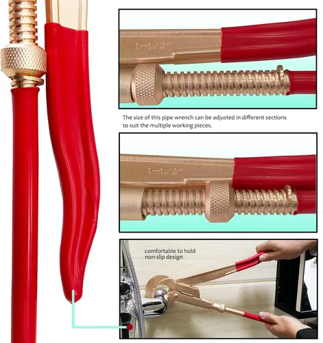 Miniatura 4 de WEDO Llave de tubo de patrón sueco sin chispas, 90 grados en ángulo, llave de seguridad sin chispas, cobre berilio, no magnético, estándar DIN