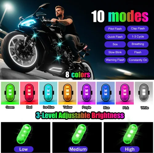 Miniatura 4 de Luces LED inalámbricas para automóvil, luces de roca inalámbricas con 8 colores, 10 modos, luz de advertencia estroboscópica LED, motocicletas