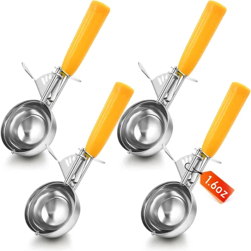 Miniatura 14 de Reallnaive 2 Cucharas para Galletas con Liberación, Cuchara para Helado con Liberación por Gatillo, Cuchara de Porción de Acero Inoxidable