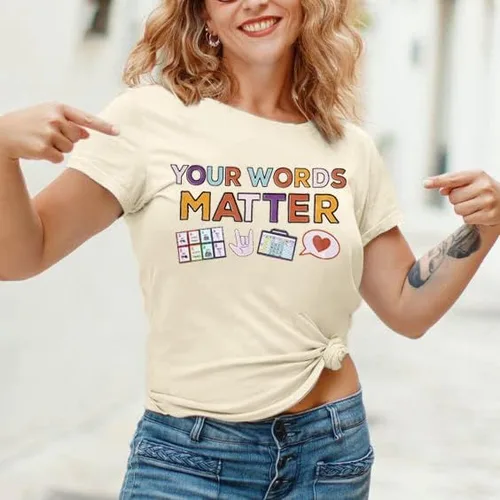 Miniatura 3 de Camiseta con texto en inglés "Your Words Matter", camiseta para profesora de educación especial, camiseta con gráfico inspirador