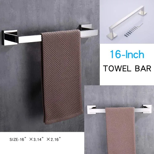 Miniatura 3 de TASTOS Juego de accesorios de baño cromados de 3 piezas, soporte de acero inoxidable de alta calidad, soporte para papel higiénico de 16 pulgadas