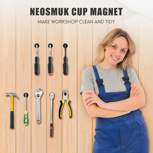 Miniatura 3 de Neosmuk Imanes, imán redondo súper fuerte con agujero en el centro para montaje en pared, imán de neodimio resistente con tornillo para pared, Mate