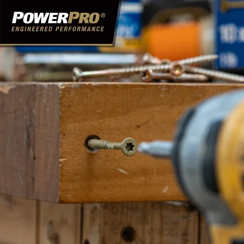 Miniatura 7 de Power Pro 48587 Tornillos de madera, #8 x 3.8 cm, tornillos premium Star Drive para gabinetes interiores, zinc amarillo dorado, paquete de 5 libras