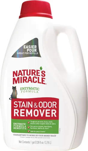 Nature's Miracle Gato removedor de manchas y olores, fórmula de control de olores, verter