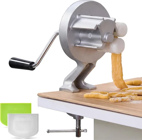 Máquina para hacer pasta Cavatelli - Cuerpo tradicional de aluminio fundido italiano con rodillos, abrazadera y mango - Herramienta para pasta de