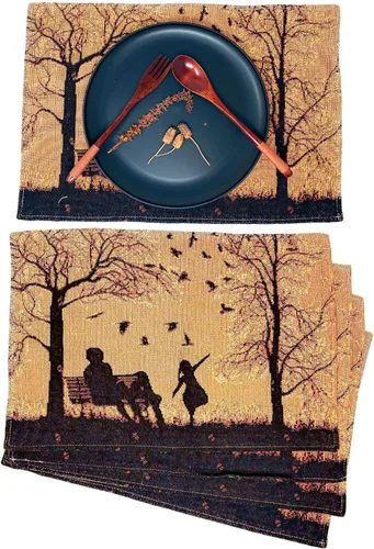Miniatura 9 de DaDa Bedding - Juego de 4 manteles individuales de algodón y lino para mesa de comedor, 13 x 19 pulgadas