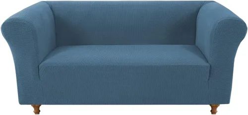 Miniatura 32 de Funda elástica Chesterfield para sofá, funda de tela jacquard para sofá biplaza de 2 cojines, protector de muebles antideslizante resistente a