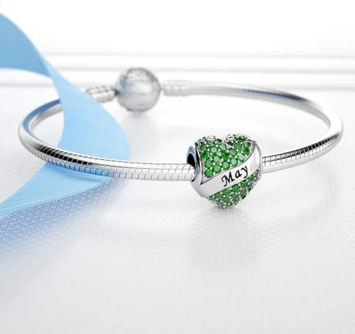 Miniatura 2 de Abalorio Dalaran de plata de ley 925 con forma de corazón, para brazalete, feliz cumpleaños, para mujer