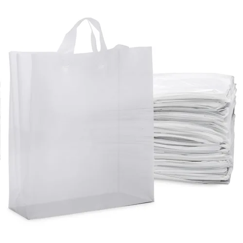 Miniatura 19 de Prime Line Packaging Bolsas de regalo de plástico, bolsas de regalo esmeriladas con asas para pequeñas empresas, compras, suministros de boutique