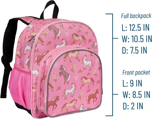 Miniatura 3 de Wildkin Mochila infantil de 12 pulgadas, acolchada, ajustable, ideal para guardería y viajes, caballos salvajes