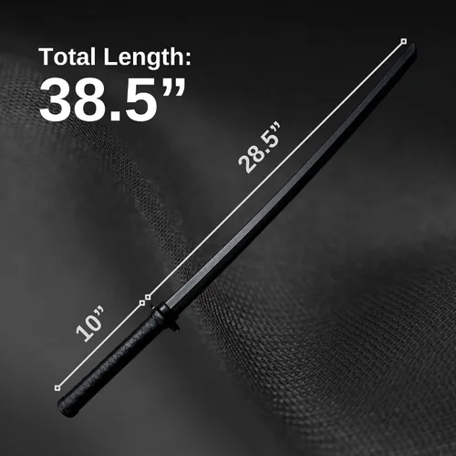 Miniatura 5 de E-BOGU Espada de entrenamiento de polipropileno negro (38.5") con guardamanos y tapón Katana de entrenamiento duradera