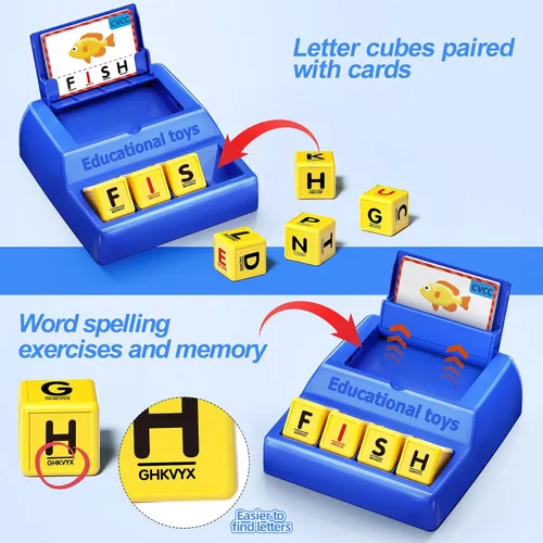 Miniatura 3 de Juego de emparejar letras Montessori para niños de 3 a 8 años Juguetes educativos de ortografía con función de almacenamiento Regalos de Navidad