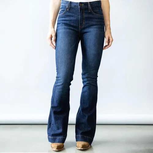 Miniatura 6 de Kimes Ranch Jennifer - Jeans de tiro ultra alto para mujer, color azul oscuro lavado