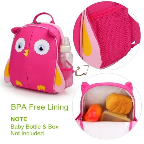 Miniatura 40 de Yodo, Bolsa para almuerzo aislada y mochila preescolar infantil, con correa de arnés de seguridad para niños o niñas, Dinosaur