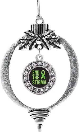 Miniatura 75 de Inspired Silver - Twin One - Adorno festivo de Navidad de plata - Adorno festivo de árbol de Navidad con dije de círculo y circonita cúbica