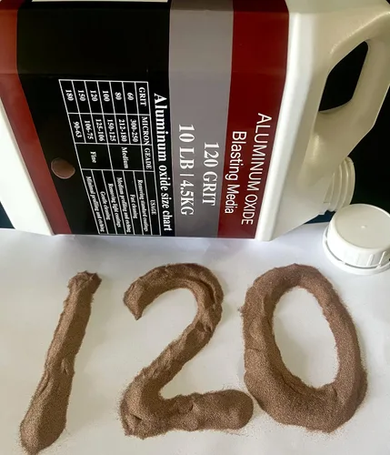 Miniatura 4 de Óxido de aluminio – 10 libras – Medios abrasivos de chorro de arena media a fina para gabinetes de voladura o pistolas de granallado. Grano #120