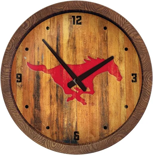 Miniatura 47 de The Fan-Brand NCAA Oklahoma Sooners: Reloj de pared con parte superior de barril de imitación para decoración de bar, decoración de fiesta
