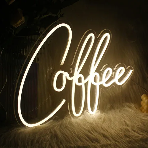 Ineonlife Letrero de neón para barra de café, accesorios iluminados para decoración de pared, letrero LED moderno para cafetería, pequeña estación