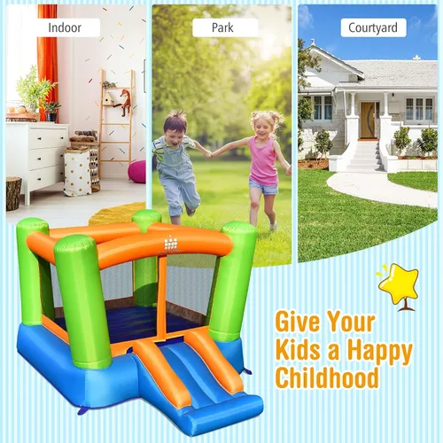 Miniatura 7 de Costzon Casa inflable de rebote para niños pequeños para fiestas en interiores y exteriores, diversión familiar con tobogán, tela Oxford, mini casa